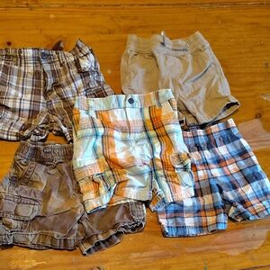 Plaid and Solid Kids Shorts Set
